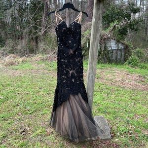 Anny Lee SP4000 Black & Nude Lace Mermaid Dress